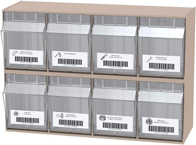 Akro-Mils TiltView Plastic Storage Cabinet with 4 Tilt Out Bins, Horizontal Plastic Parts Organizer, Teacher Toolbox, and Office Supply Organizer, 23-5/8" W x 8-3/16" H x 6-3/4" D, Stone