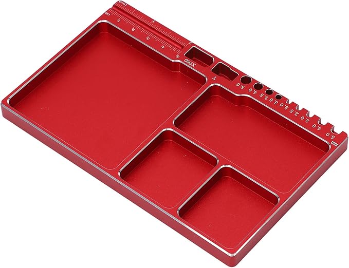 Magnetic Screw Tray Aluminium Alloy Magnetic Adsorption Widely Used Magnetic Parts Tray with Magnetic Pad for RC Repair Magnetic Bowl for Screws(Red)