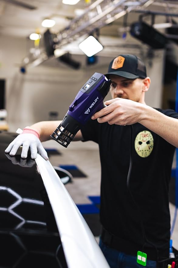 WELDY - HG 530-A - Heat Gun for Car Wrap; Light Weight - High-Performance 176F to 1,112F - Nozzle Heat Protection Device- 16 Ft Cord - Air Intake Guards - Precision Digital Readout