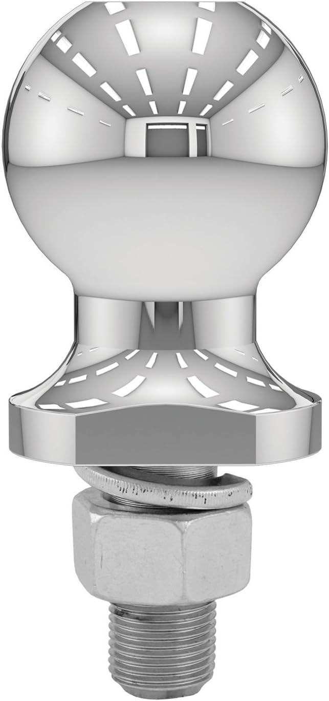 CURT 40098 Chrome ATV, UTV, Lawn Tractor Hitch Ball, 2,000 lbs, 2-Inch Diameter, 5/8 x 1-3/4-Inch Shank