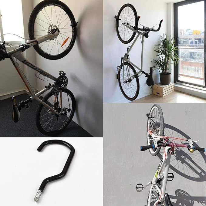 8 Inches Extra Large Mountain Bike Storage Hook Set, Heavy Duty Garage Hook Set Pack of 2