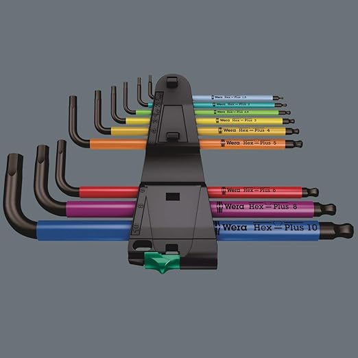 Wera 8100 SB 6 SPEED 3/8 29 PC 3/8" DRIVE METRIC & Tools 05073593001 950 SPKL/9 SM N SB Long ARM HEX Key Set, One Size, Multi
