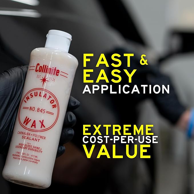 Collinite 845 Insulator Wax - Carnauba+Polymer Sealant, High Gloss, Durable Beading & Long-Lasting Paint Protection for Cars, Boats, Trucks, RVs, Motorcycles (16 fl oz) Pack of 3