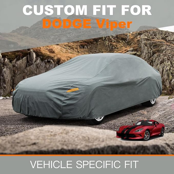 Kayme Heavy Duty Car Cover Custom Fit Dodge Chrysler Viper (1992-2002) Waterproof All Weather for Automobiles, Full Exterior Covers Sun Rain UV Protection.(Deliver About 3-10 Days)