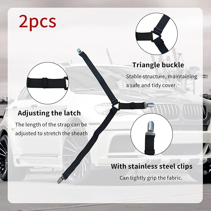 American Car Hood Cover - 59x51 in Car Hood Cover Flag Bonnet Banner with 2 Adjustable Triangular Fasteners, Universal Fit for Trucks, SUV, Patriotic America Flag Cars Decor