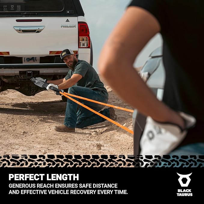 3" x 30 ft Elastic Snatch Strap – 33,000-lb Heavy-Duty Off-Road Kinetic Tow Strap, 100% Nylon with 20% Stretch & Reinforced Loops for Jeep, Truck, UTV/4x4 Vehicle Recovery (Black)