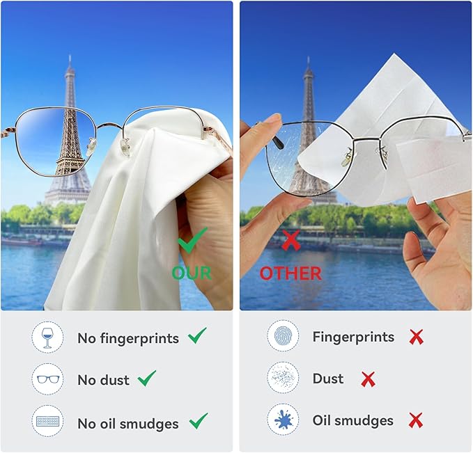 Microfibre Cleaning Cloths, 65 X 50cm Large Lint Free Glass Polishing Cloths for Glasses, Glassware, Stemware, Lens (White, 65 x 50 cm 1pcs)
