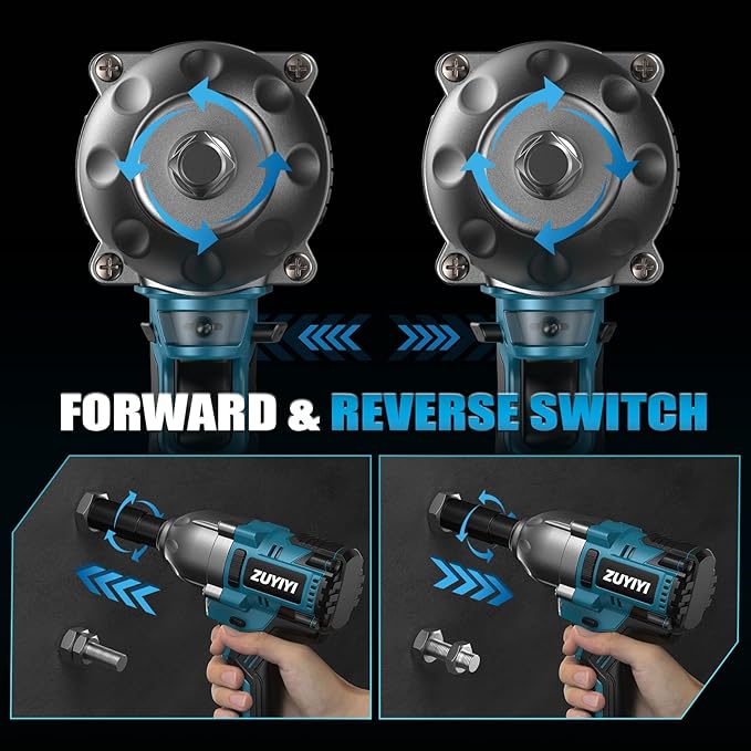 Cordless Impact Wrench 1/2", 1600N.m (1200ft-lbs) High Torque Brushless Impact Gun, 21V 3800RPM Power Impact Wrenches, Electric Impact Driver with 2x 4.0Ah Battery for Car Tire Truck RV Mower