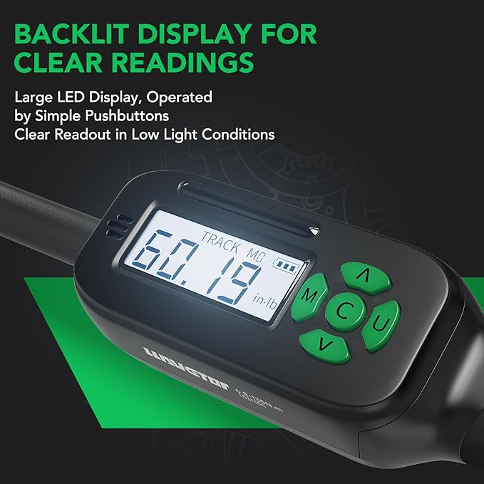 3/8 Inch Digital Torque Wrench, 2.2-44.3 Ft-lbs/3-60Nm, Buzzer and LED Notification, Small Electronic Torque Wrench for Motorcycles