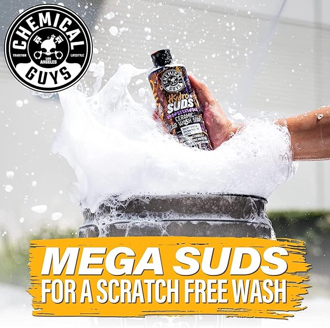 Chemical Guys HydroSuds Ceramic Shine High Foaming Car Wash Soap (Works with Foam Cannons, Foam Guns or Bucket Washes) For Cars, Trucks, SUVs, RVs & More, 16 fl oz, Berry Scent, 2 Pack