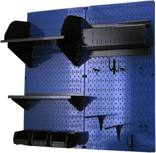 Wall Control Craft & Hobby Pegboard Organizer Storage Kit with Blue Pegboard and Black Accessories