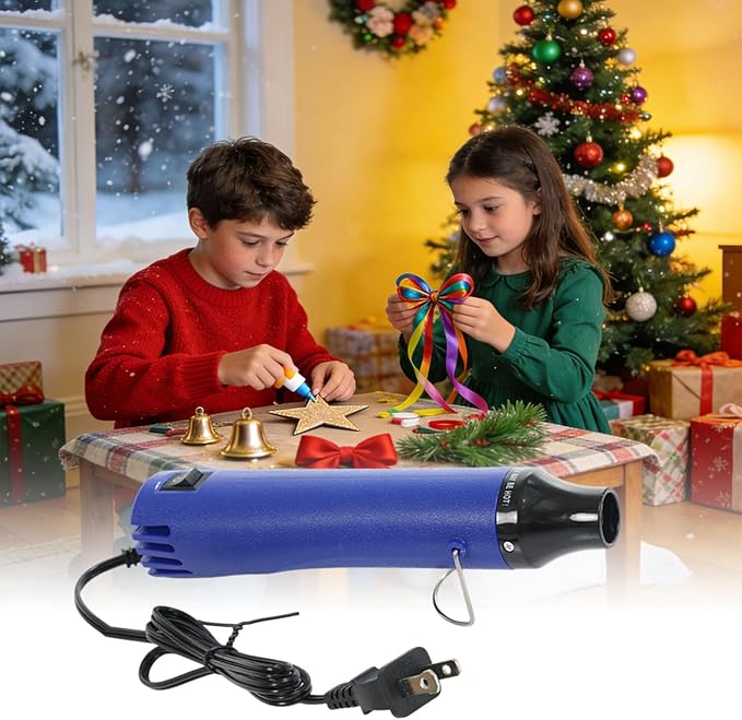 Heat Gun, 110V 300W Handed Hot Air Gun for Crafting, 3.28FT Ultra-Long Cable Portable Heat Gun with Stand and Power Cord for Shrinking Wrapping PVC, DIY Embossing and Drying Paint (Blue)