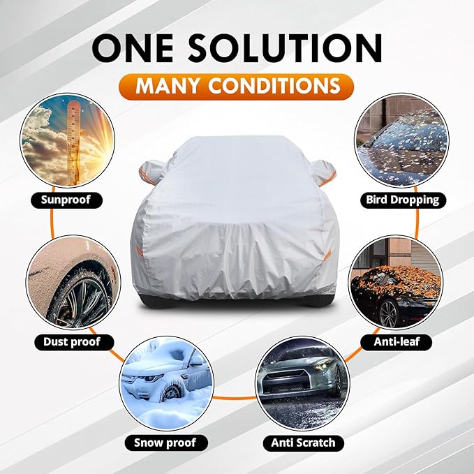Car Cover Custom Fit for Infiniti QX60, Acura MDX 2014-2025, 6 Layer Heavy Duty Waterproof All Weather Car Tarp Outdoor Protection with Cotton Lining