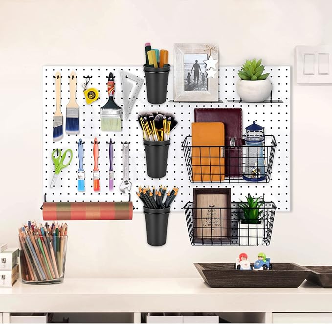 G.CORE Pegboard Organizer Accessories 18 Pack, Peg Board Hooks Assortment Organizer Accessory, Various Tools Storage Arrange System Kit for Garage Craft Workshop Workbench Hobby Office