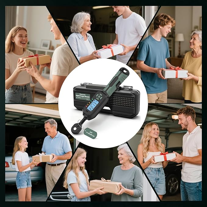 Digital Torque Wrench| ±2% Accuracy | Dual Alarm System | Short Handle Design | Electronic Torque Wrench Digital for Bicycle Moto/Auto Green1 1/4" 1.5-30 N.m