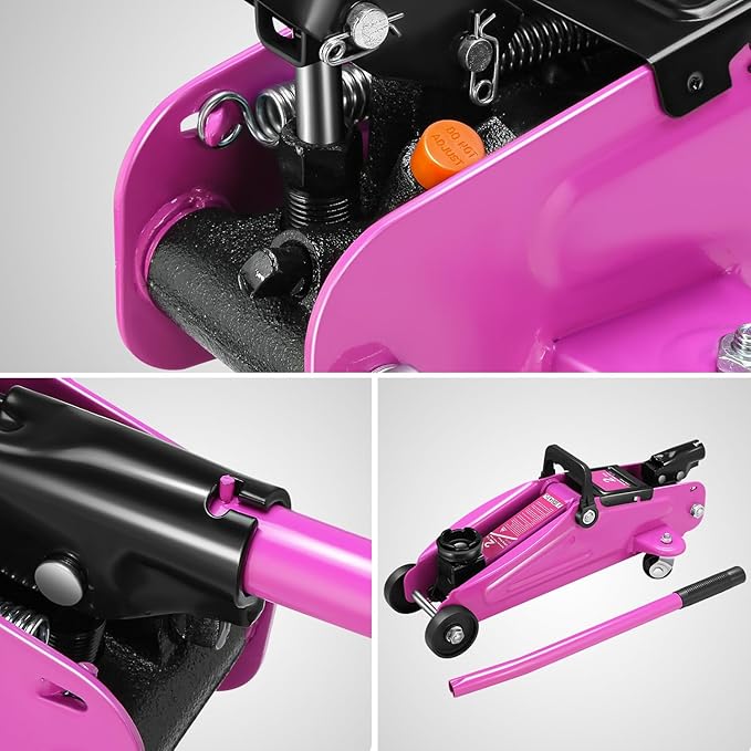 DNA Motoring 2 Ton Car Jack and Stands Kit 2T(4000 lbs) Capacity Low Profile Hydraulic Trolley Service/Floor Jack with 2 Ratchet Stands Combo for Home Garage Shop, Purple, TOOLS-00476-PR