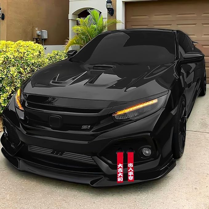 x xotic tech Tow Strap JDM Sports Red Racing Tow Strap Car Modification Decorative Trailer Belt Personalized with Chinese Slogan Fit for Rear Front Bumper (Good Luck/Safe Trip Wherever You go)