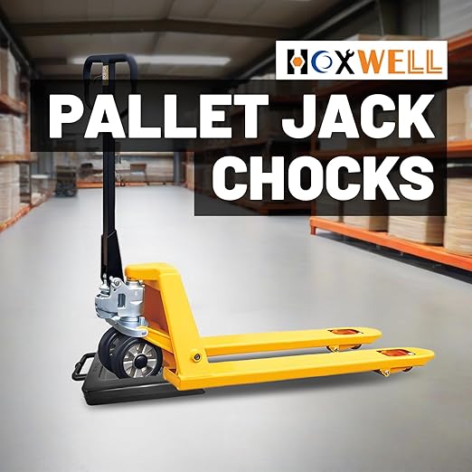 HOXWELL Rubber Heavy Duty Pallet Jack Rubber Wheel Chock 1 Pack, Premium Pallet Jack Stopper for Truck 14" Length x 11.5" Width x 1.9" Height (Black)