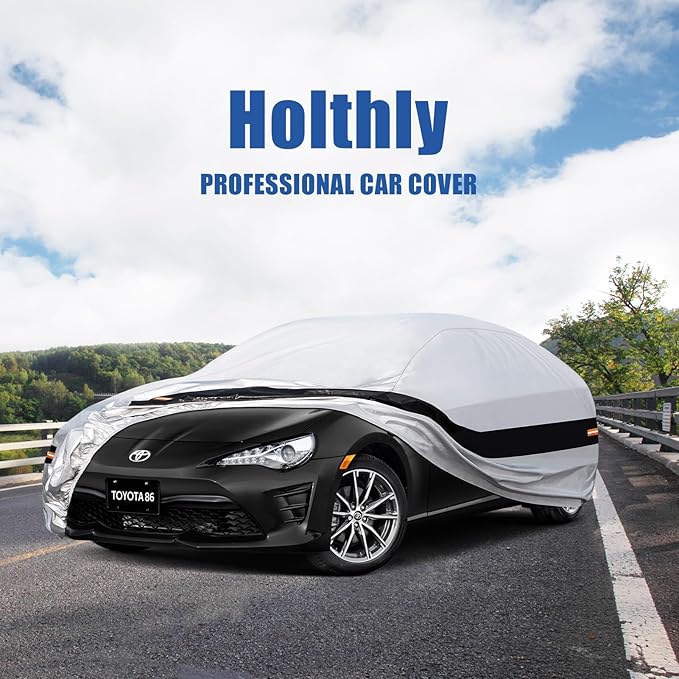 10 Layers Car Cover Custom Fit for Subaru BRZ (2012-2025)/Toyota 86 (2012-2021), Waterproof All Weather for Automobiles, Outdoor Full Cover Sun Dust Rain Protection with Cotton. Silver