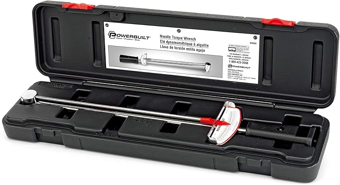 Powerbuilt 1/2-Inch Drive Needle Torque Wrench, Beam Torque Wrench 0-150 Foot/Pounds and 0-20 Meter/Kilograms, High Visibility Markings for Easy Readings - 944050