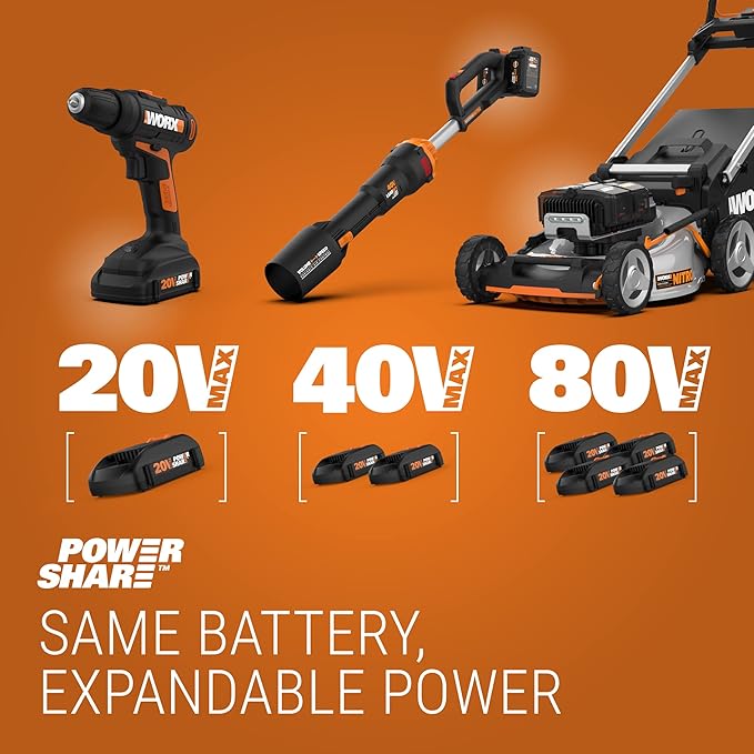 Worx Nitro 20V SwitchDriver 2.0, 2-in-1 Brushless Cordless Drill Driver, Dual 1/4" Chucks, Compact Cordless Drill with Digital Torque Setting - WX177L.9 (Tool Only), Black Orange