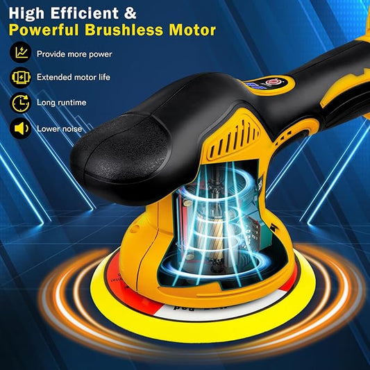 Cordless Car Buffer Polisher Compatible for Dewalt 20V Battery(Without Battery) Car Buffer Polishers with 6 Variable Speed Up to 5500RPM, for Car Detailing/Polishing/Waxing(Battery Not Included)
