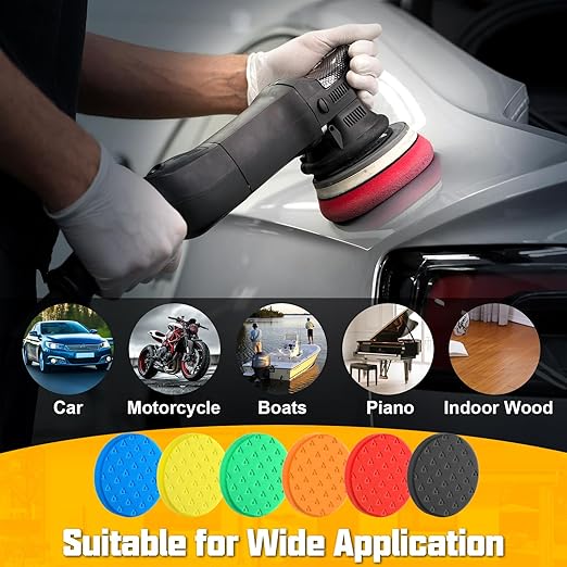 6 Pcs Polishing Pad, Buffing Pads 6.5 Inch Face for 6 Inch 150mm Backing Plate Compound Buffing Sponge Pads Cutting Polishing Pad Kit for Car Buffer Boat Polisher Compounding,Polishing & Waxing