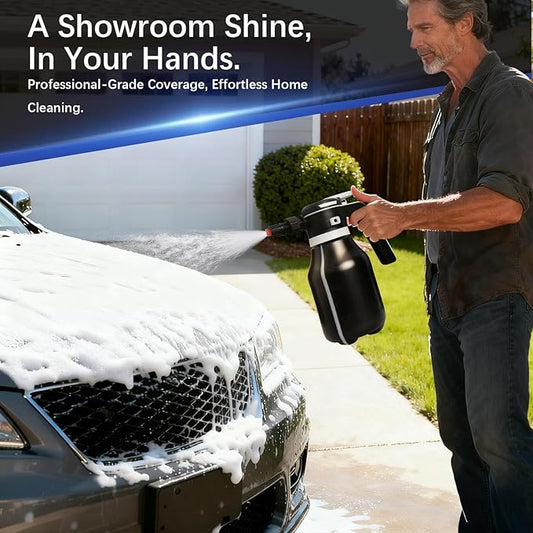 Electric Foam Sprayer for Thick Rich Foam, 2L Cordless Portable - Professional Pressurized Foam Cannon for Car Wash & Detailing, Rechargeable with Long Lasting Battery Black
