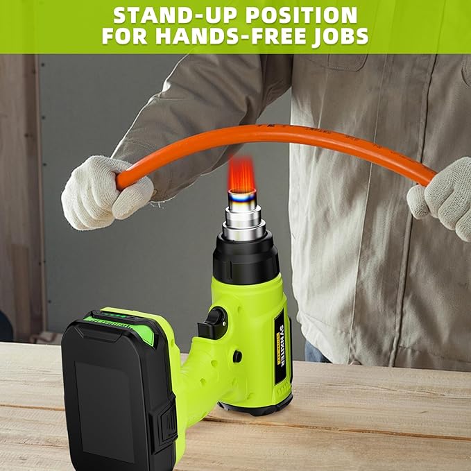 Compatible with Ryobi 18V Battery Cordless Heat Gun, 350W LED Light, Quick Heat Welded Heat Gun 122°F - 120°F Variable Temperature Control with 4 Nozzles and Scraper for Crafts(No Battery)