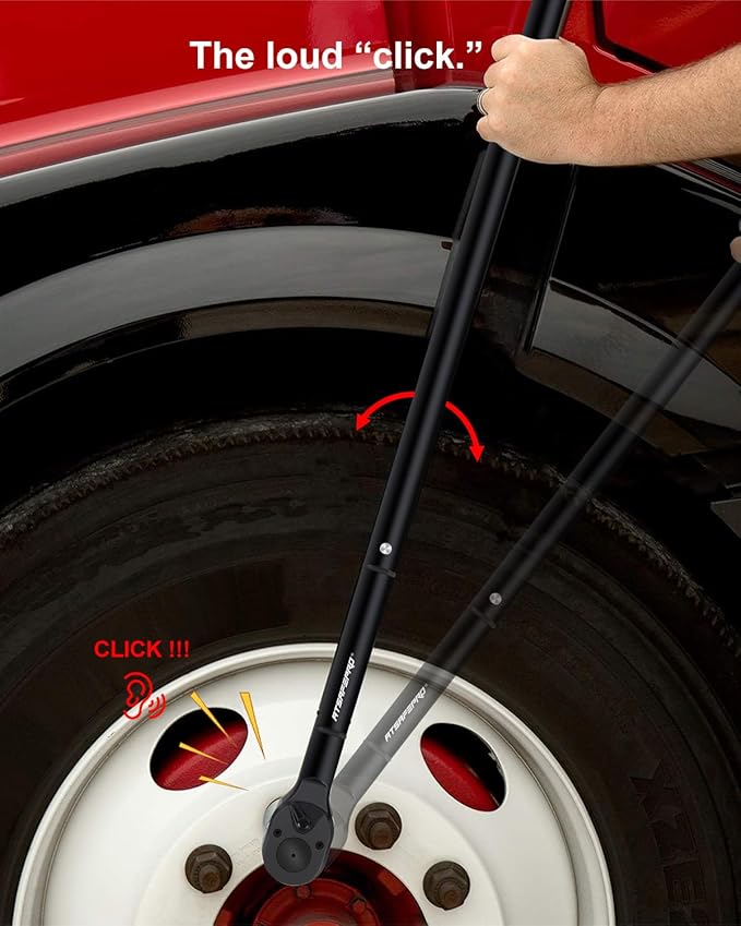 1 Inch Torque Wrench 200-1400 FT-Lb – 24-Tooth Reversible Ratchet, ±3% Accuracy, Cr-V Steel, Dual Scale (Ft-Lb/Nm), 55" Length Heavy Duty Torque Wrench for Trucks, Trailers & Heavy Equipment