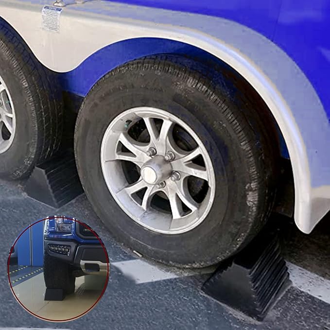 Wheel Chocks Rubber Heavy Duty Wheel Chocks for Travel Trailers with Eyebolt 9.06" x 7.87" x 5.51" 2 Pack(Highlight Black)