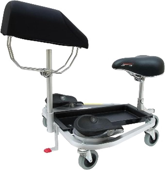 RACATAC Kneeling Sitting Creeper, 2 Inch Casters, Knee Pads, Adjustable Seat, Made in the USA, 01RACCS