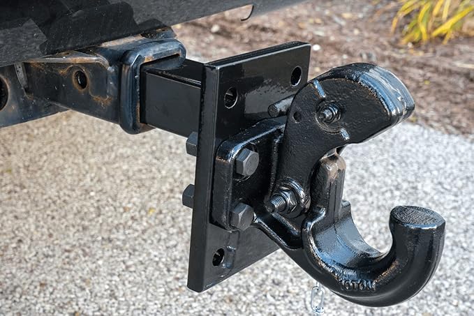 Mytee Products Mounting Plate with Pintle Hitch KIT: Pintle Hook Mounting Plate with 8 Ton 2 inch Ball for Trailers Bolt On Adjustable Pintle Hook Ball Combo - Powder-Coated, Heavy-Duty