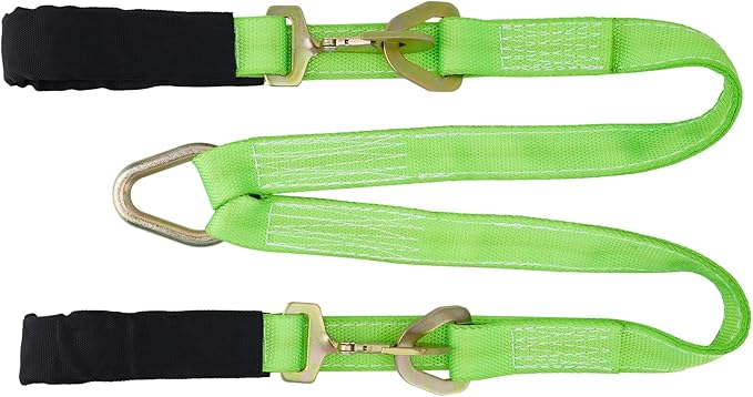 V-Bridle Strap 2" x 4' w/Snap Hooks/Cordura Sleeve and Axle Strap, D Ring Middle, 4700 lbs Capacity Heavy-Duty Tow Straps for UTV ATV Truck Car Tractor SUV