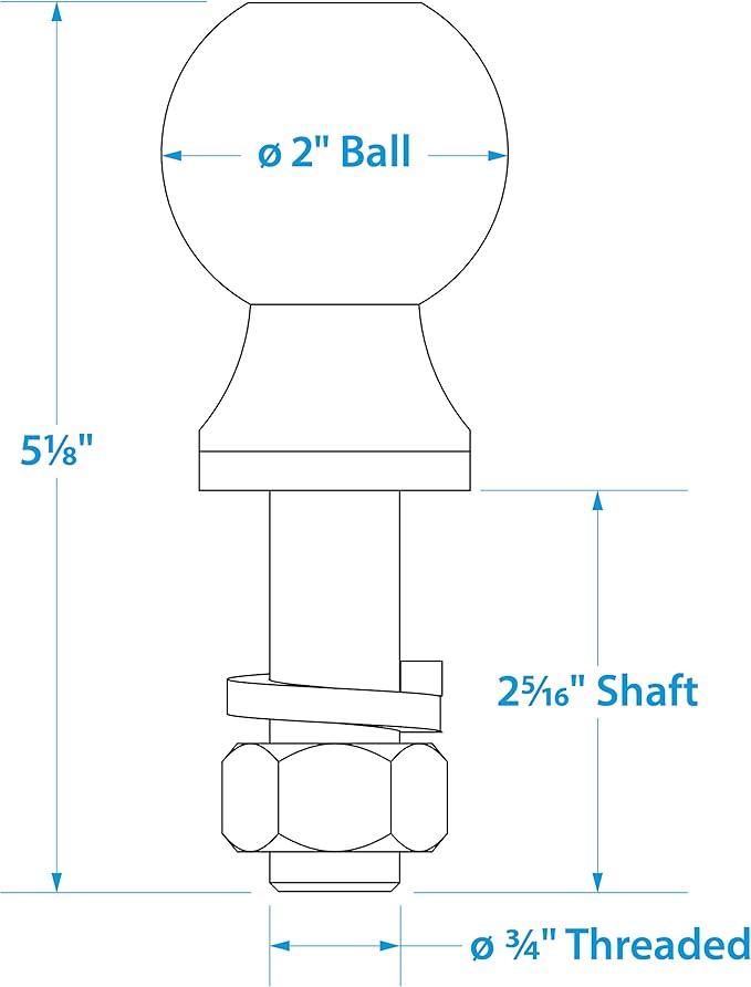 Seachoice Trailer Hitch Ball, Various Sizes and Weight Capacities