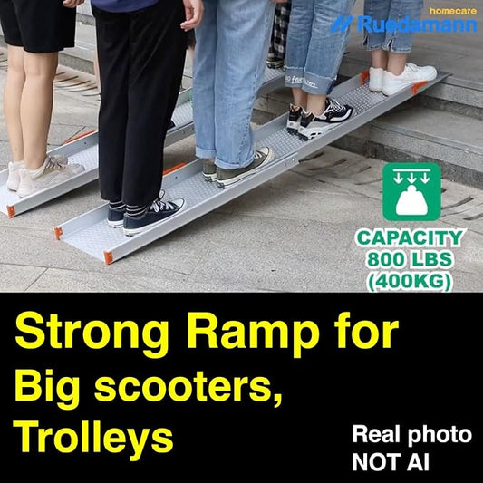 Ruedamann 8FT Surprisingly Sturdy Telescopic Scooter Ramp for Van 11-5/8" Wider per ramp, Super Portable ramp, 800 lbs Capacity ramp for Wheelchair for Home Steps for Electric Wheelchairs, Ebikes