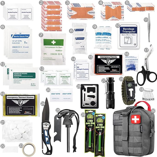EVERLIT 250 Pieces Survival First Aid Kit IFAK EMT Molle Pouch Survival Kit Outdoor Gear Emergency Kits Trauma Bag for Camping Boat Hunting Hiking Home Car Earthquake and Adventures