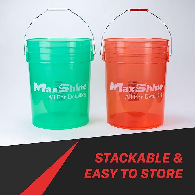 Maxshine 5 Gallon Universal Detailing Bucket (Black) – Car Wash Bucket for Scratch-Free Washing, Auto Detailing & Garage Storage – Holds Soap, Foam Cannon, Brushes, Microfiber Towels & More