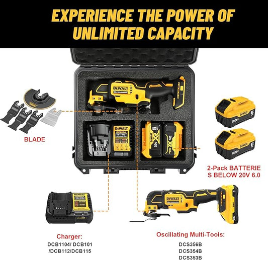 Case for Dewalt Oscillating Multi Tool - Waterproof Hard Tool Box for Dewalt Multi-Tool: DCS356B | DCS354B | DCS353B, Power Tool Kit Bag for Dewalt 20V Max Oscillating Tool/Battery/Charger (Case Only)