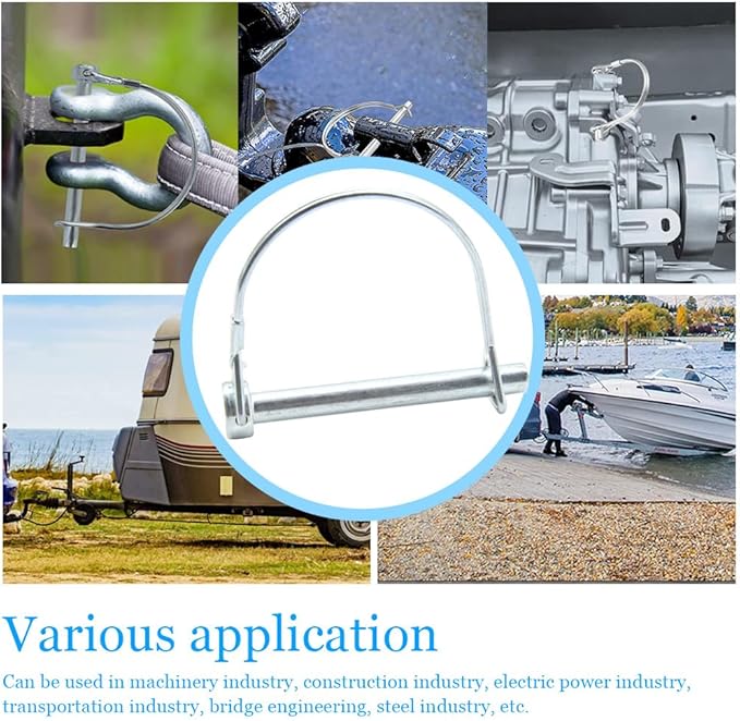 5Pcs Shaft Locking Pin 5/16”Trailers Lock Hitch Lock Pin Zinc Plated Carbon Steel Round Loop Safety Wire Lock Pin Length 2-3/4”for Farm Trailers Trolley Wagons Lawn Garden Towing(D-8x70mm)