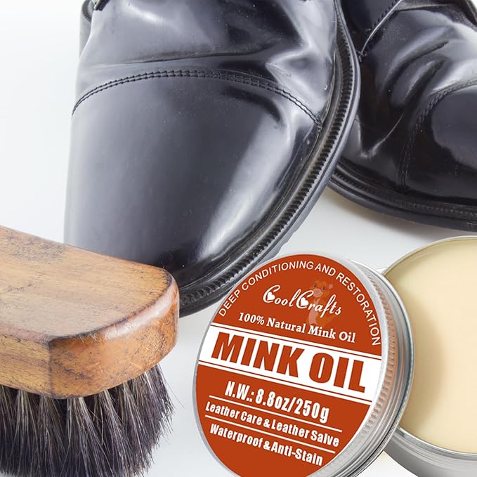 Mink Oil for Leather Boots 8.8 OZ Boot Oil Leather Conditioner Cleaner for Shoes, Couch, Jacket