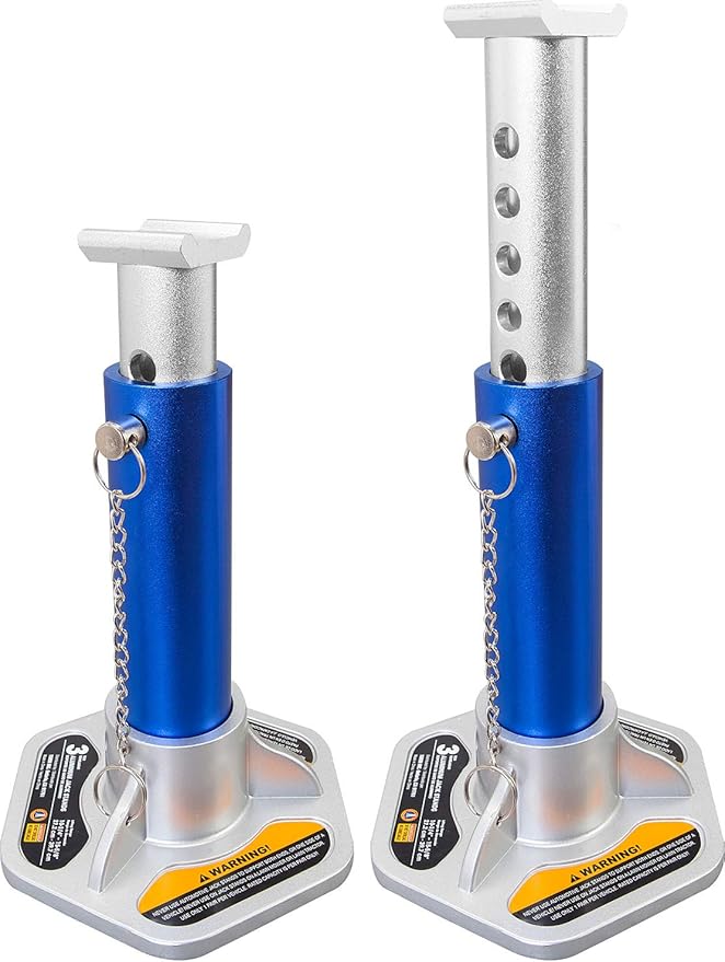 TCE 3 Ton (6,000 LBs) Capacity Aluminum Jack Stands, 2 Pack, Blue/Silver, AT43004U