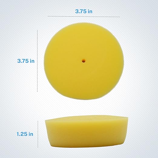 S.M. Arnold High-Performance Speedy Foam Yellow Curved Edge Buffing Pads - 3-1/2 Inch, Micro Foam, Loop Backing, Pack of 3 - Ideal for Auto Detailing, Paint Correction, and Scratch Removal