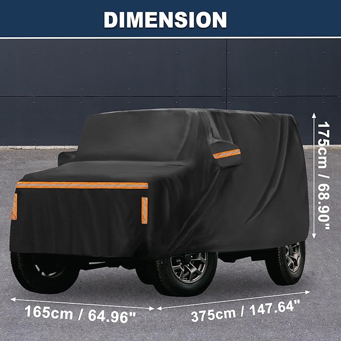 ACROPIX 1 Set Car Cover for Suzuki Jimny JB64W Jimny Sierra JB74W Outdoor Waterproof Sun Rain Dust Wind Snow Protection with Driver Door Zipper Black 1