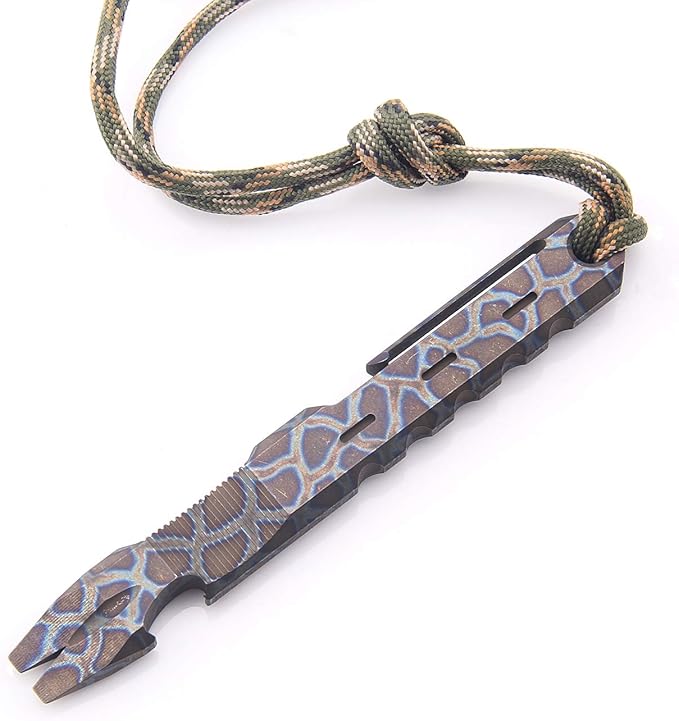 Titanium EDC Pry Bar with Nail Puller Bottle Opener Function with Pocket Clip EDC Tool (Multicolor)