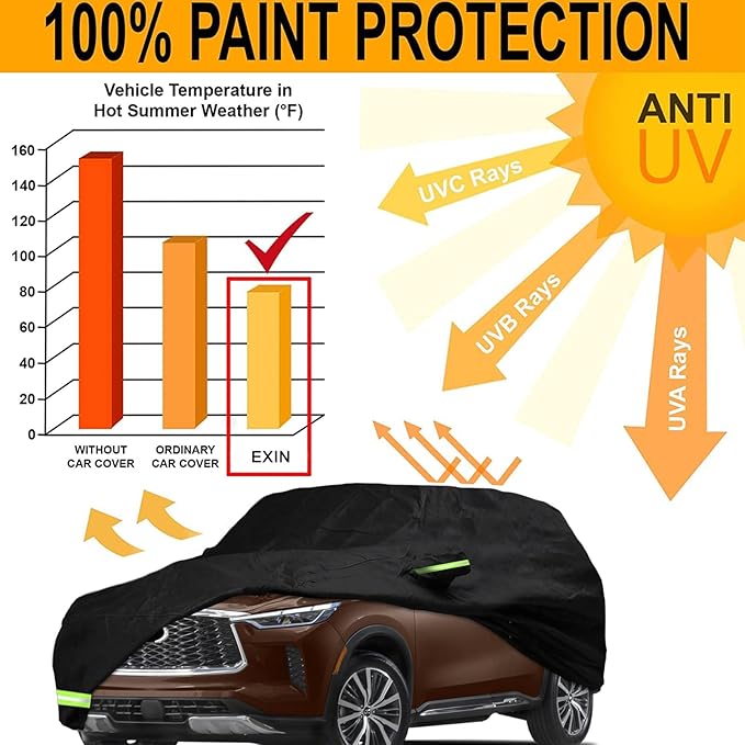 YIXIN Waterproof Car Cover for 2014-2026 Infiniti QX80 Car Cover Custom Fit 100% Waterproof Windproof Strap & Single Door Zipper Bands for Snow Rain Dust Hail Protection