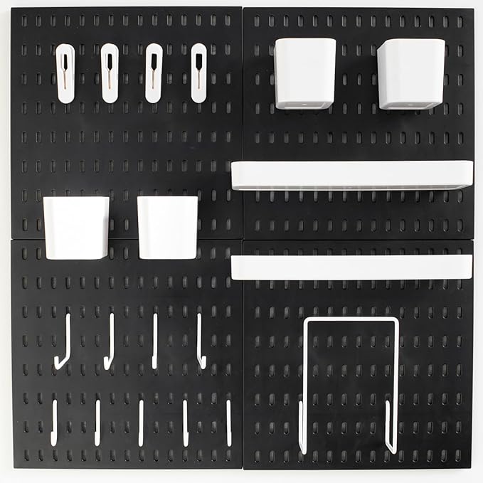 Wall-Mounted Pegboard Kit, 50.4" x 25.2" Organizer Panel – Large, Cost-Effective & Nail-Free Installation Black