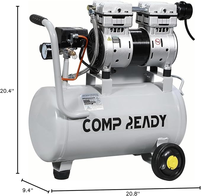 6 Gallon Portable Air Compressor 1HP 2.5 CFM@90PSI 60dB Ultra Quiet Oil Free Air Compressor Ideal for Tire Inflation Pneumatic Tool Spray Painting