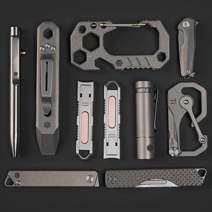 KeyUnity KR00 EDC Pocket Pry Bar Bit Bar Titanium Multitool with Pocket Clip