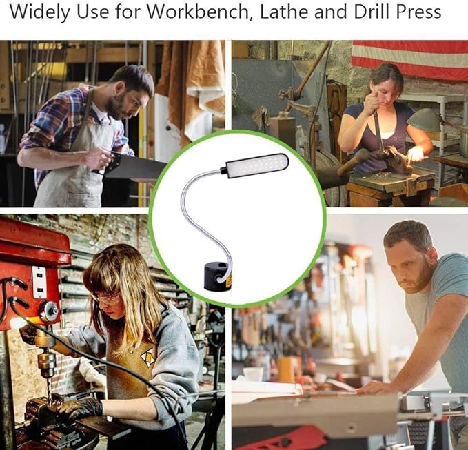 Sewing Machine Light LED Magnetic Work Light Lamp 30LED 6W Multifunctional Flexible Gooseneck Sewing Lamp with Magnetic Base for Workbench Lathe Drill Press Black 3Pack